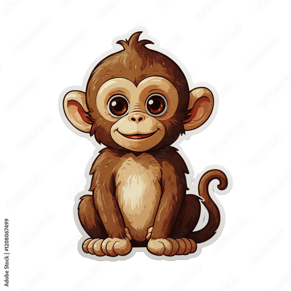 Obraz premium Adorable Cartoon Monkey Illustration