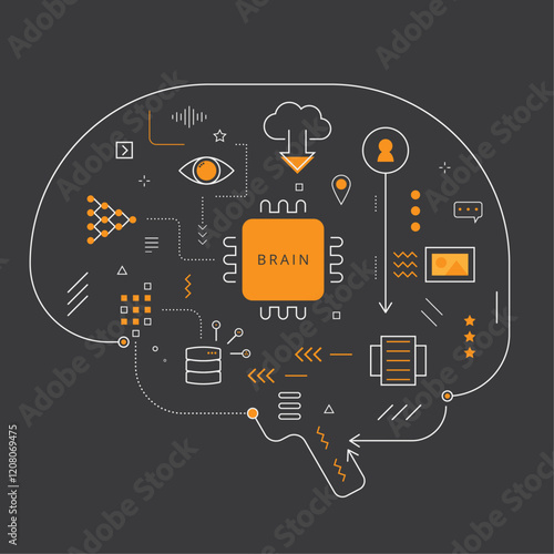 Modern Brain-Powered Technology Concept Illustration