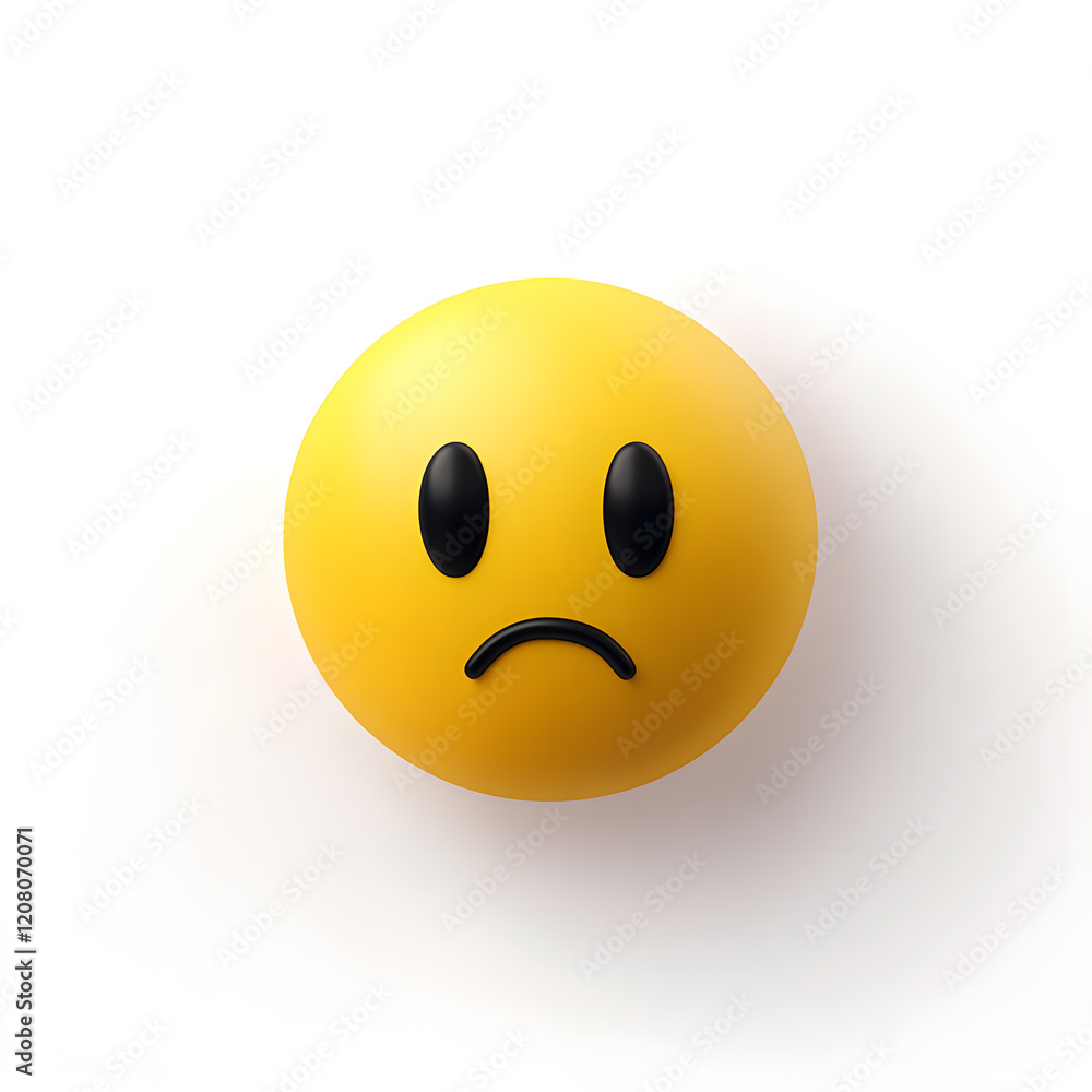 Worried 3d cartoon yellow emoji. Frustrated, distressed, disappointed, sad emoticon mood. Unhappy smiley isolated on white Worried 3d cartoon yellow emoji. Frustrated, distressed, disappointed, sad emoticon mood. Unhappy smiley isolated on white
