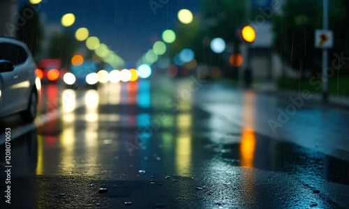 Wallpaper Mural City street lights, after rain and bokeh.
 dark background colorful city lights.
4k videos Torontodigital.ca