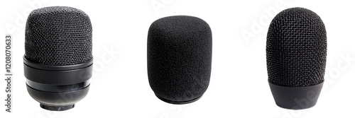 Set of a small foam mic cover isolated on a transparent background