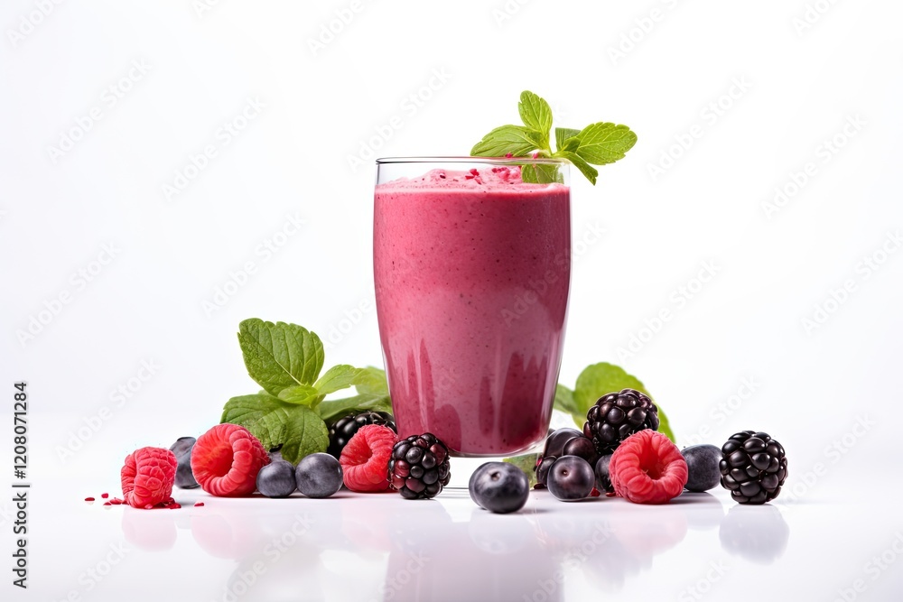 Berry Fruit Smoothie on White Background. Delicious and Refreshing Smoothie Drink for Breakfast or Dessert. Perfect for Diet and Healthy Lifestyle Berry Fruit Smoothie on White Background. Delicious and Refreshing Smoothie Drink for Breakfast or Dessert. Perfect for Diet and Healthy Lifestyle