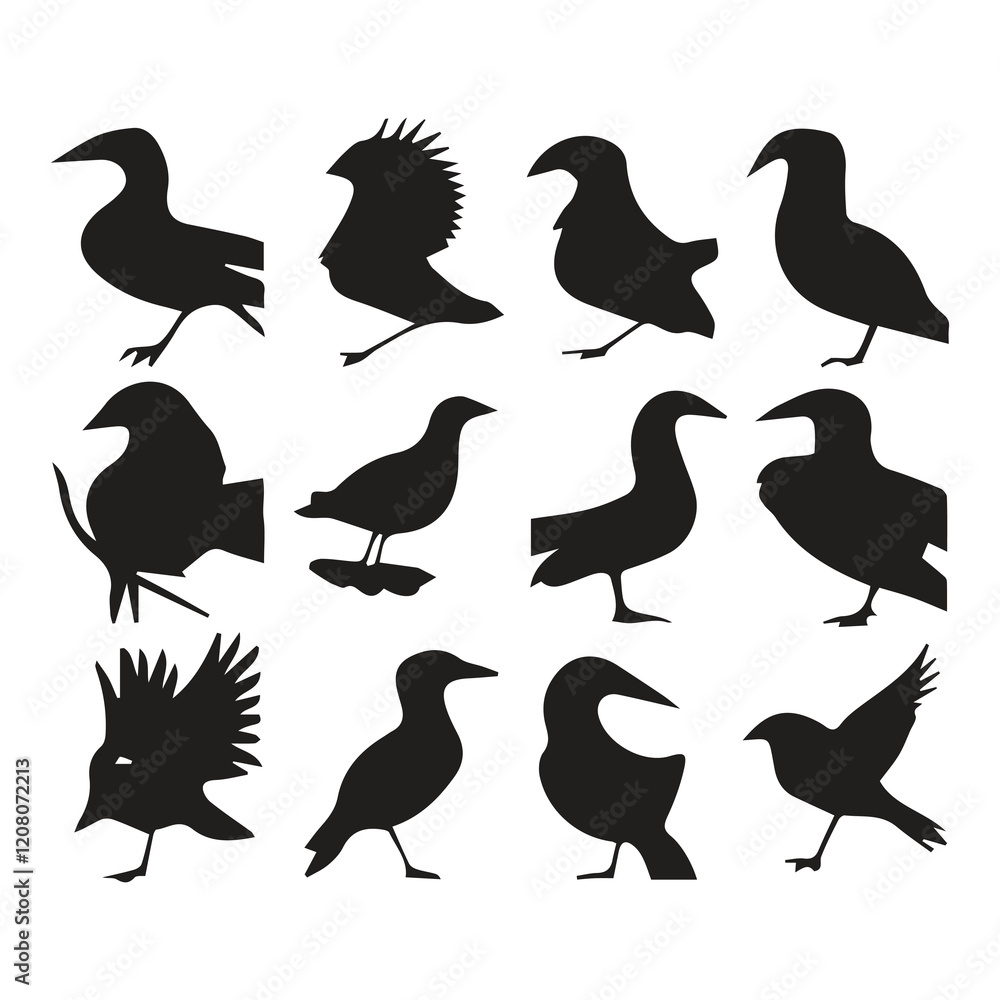 Fototapeta premium Bird silhouette vector icon logo. 