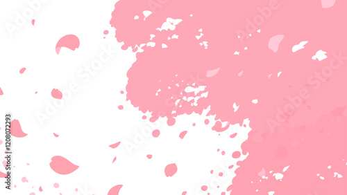 桜の花びらが舞う背景イラスト_16:9