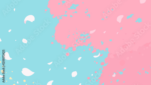 桜の花びらが舞う背景イラスト_空_16:9