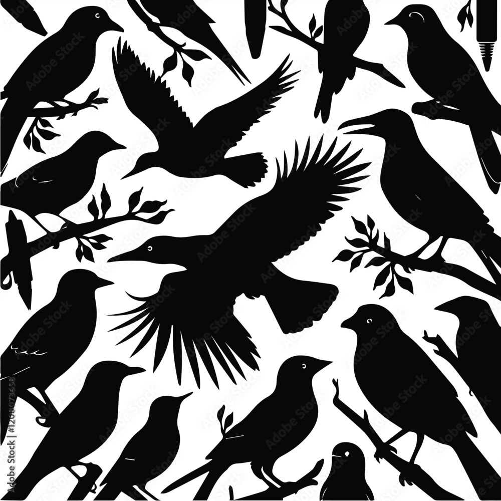 Obraz premium Bird silhouette vector icon logo. 