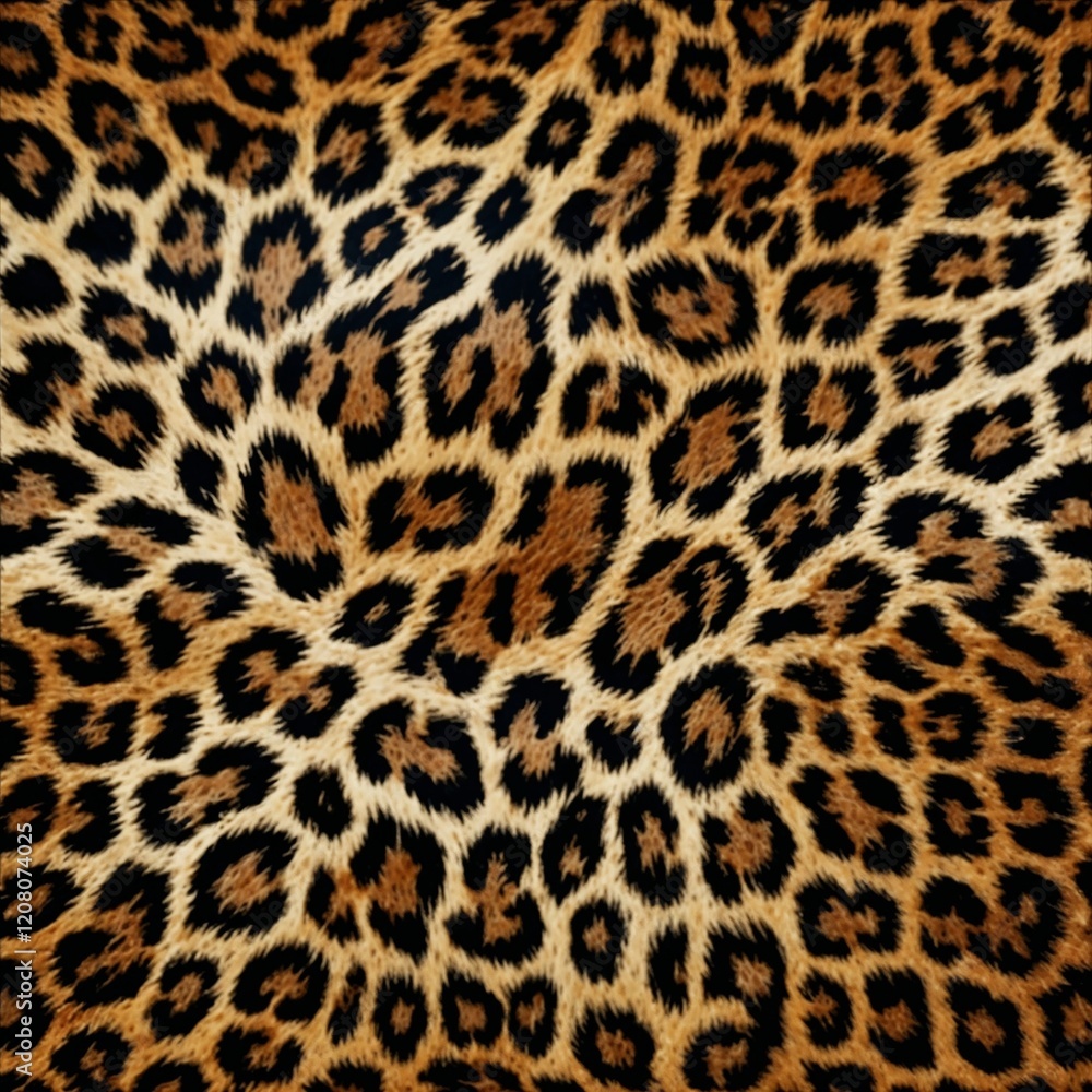 Close-up of a leopard print textile pattern with rich textures and colors Close-up of a leopard print textile pattern with rich textures and colors