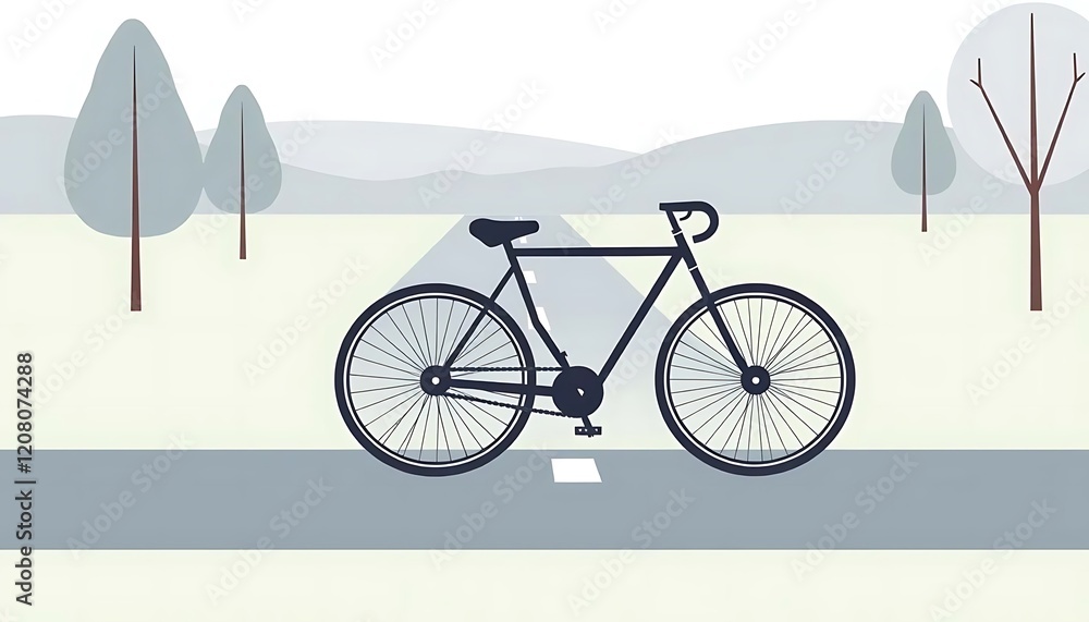 Fototapeta premium Road Bike on Scenic Country Road Peaceful Cycling Scene