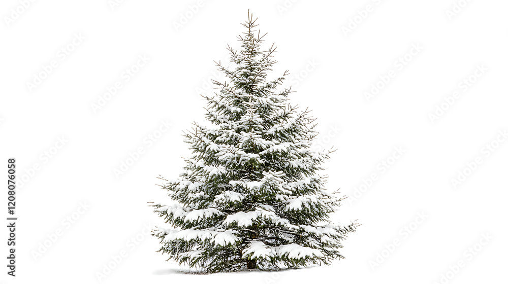 Snow covered christmas tree isolated on white background Snow covered christmas tree isolated on white background