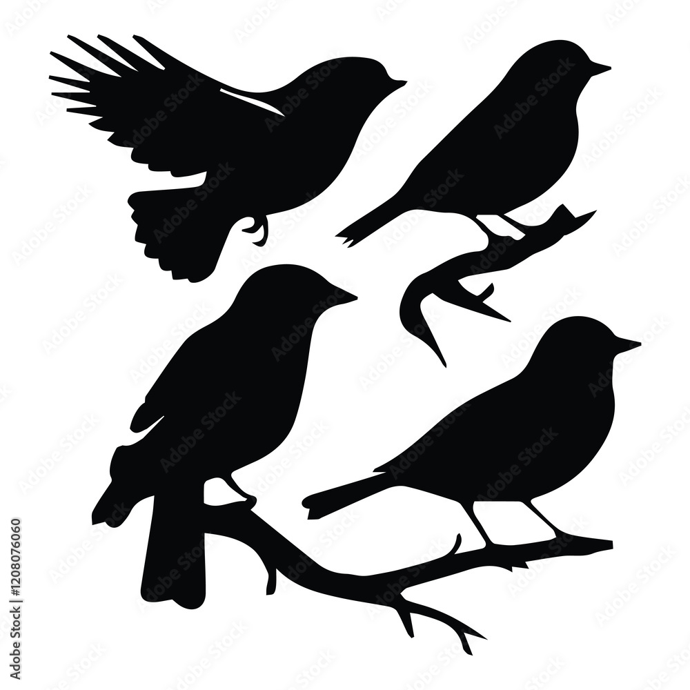 Obraz premium Bird silhouette vector icon logo. 