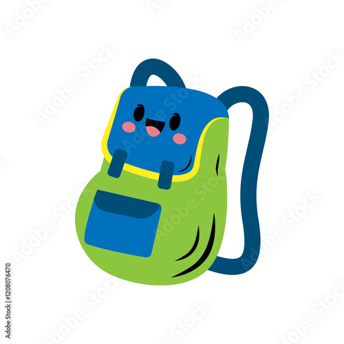 Student Backpacks with Paints, Stationery and Notebook. Schoolbags for Girl or Boy, Kid School Bags, Modern Knapsacks and Rucksacks for Baby with Slings and Pockets. Cartoon Vector Illustration, Icons