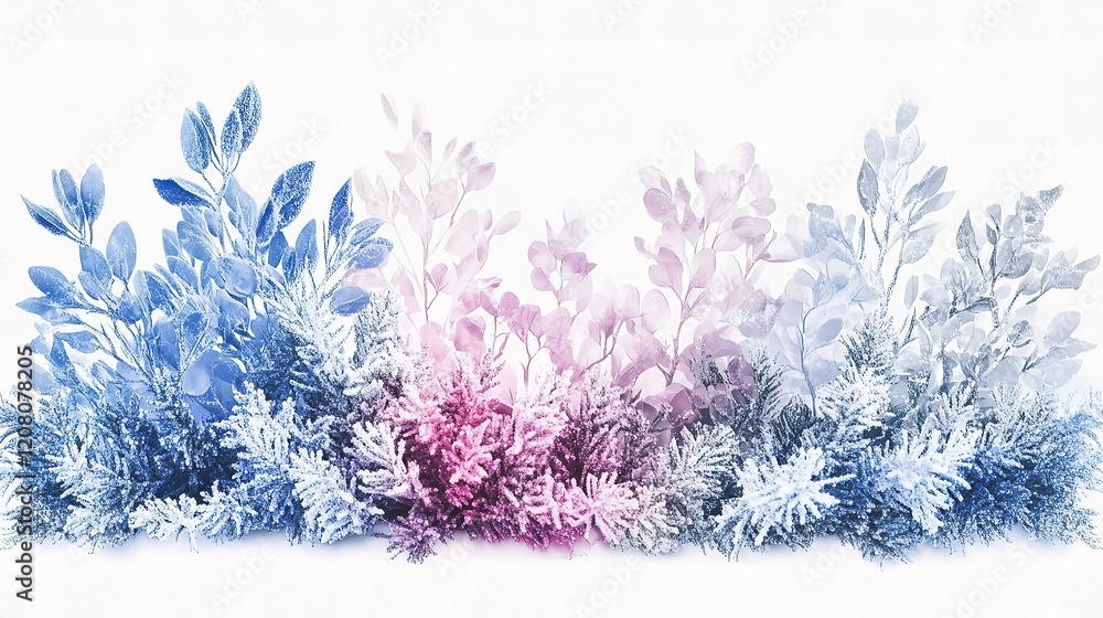 Detailed Winter Colors Palette of Isolated Plants on White Background Detailed Winter Colors Palette of Isolated Plants on White Background