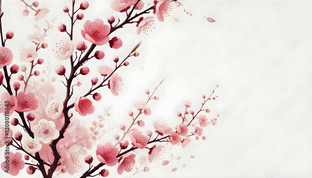 Fototapeta premium pink blossoms on spring background horizontal Japanese cherry blossoms sakura flowers wallpaper