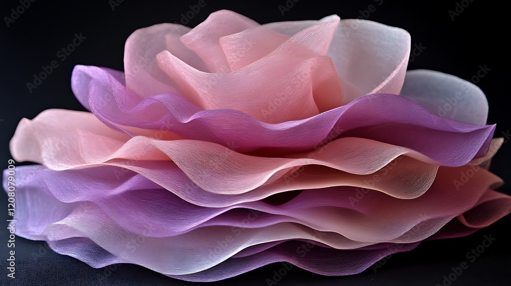 Layered Pink and Purple Fabric Rose Layered Pink and Purple Fabric Rose