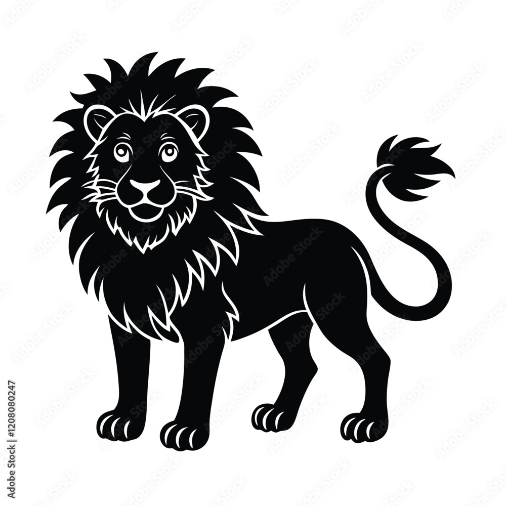 Fototapeta premium Lion Silhouette Vector Art - Black Color Lion Design Illustration