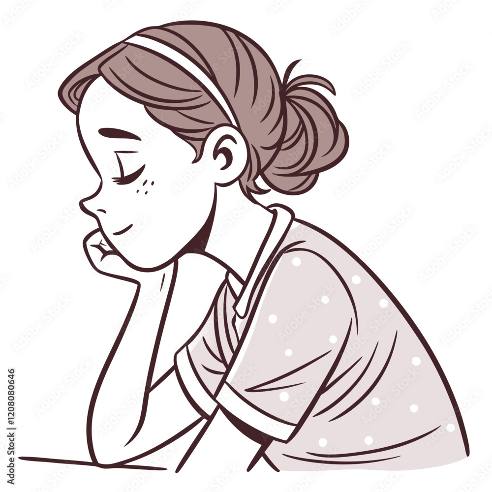 a girl is thinking vector a girl is thinking vector