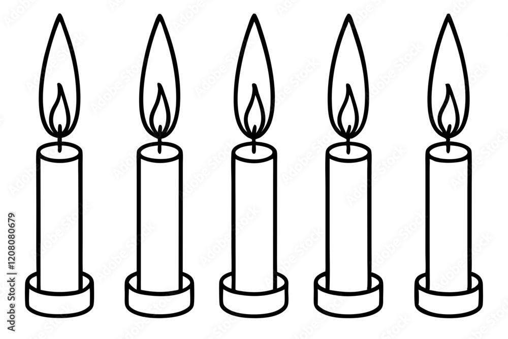 Minimalist Candle Line Art Set Minimalist Candle Line Art Set