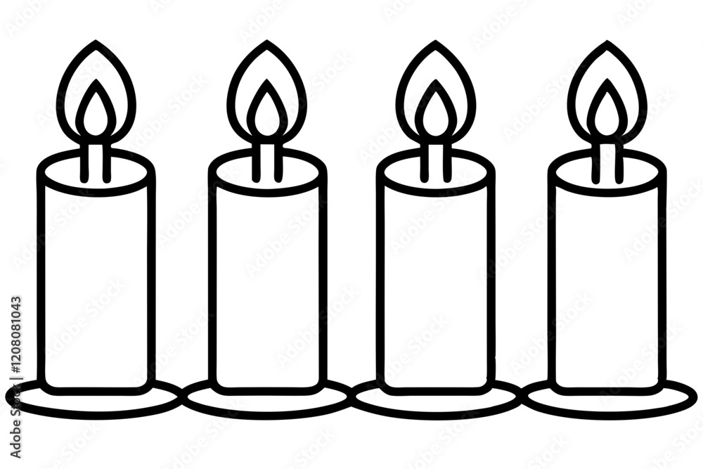 Minimalist Candle Line Art Set Minimalist Candle Line Art Set