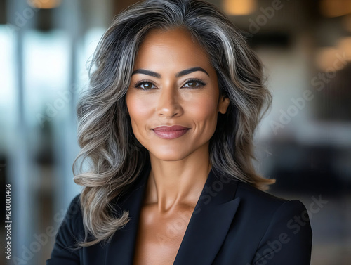 A woman in a black blazer smiles at the camera