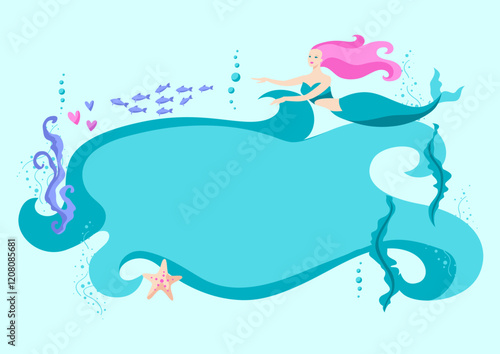 Background with mermaid. Image of underwater wonder or fabulous creation.