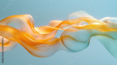 Abstract flowing ribbons in light blue background photo