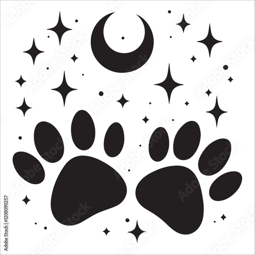 Vector animal paw print stamp: dog or wolf pawprint	