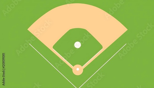 Simple Baseball Field Diagram Green Background