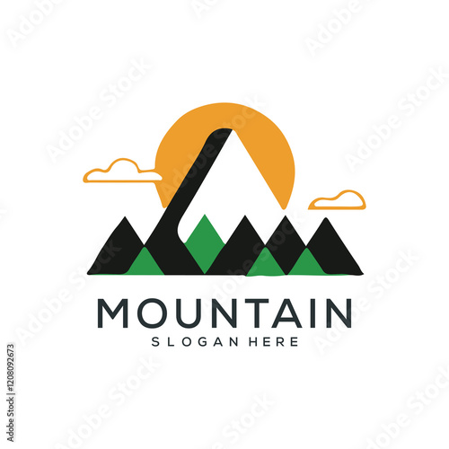 Set of vector mountain and outdoor adventures logo designs.
