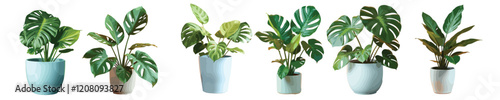 Vector image of a collection of ornamental plants in the yard