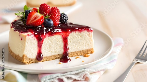 Wallpaper Mural Traditional Norwegian Ostekake Cheesecake with Fresh Berry Topping (Norwegian Cuisine) Torontodigital.ca