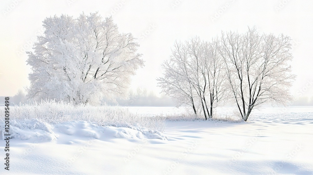 custom made wallpaper toronto digitalSerene White Snow Landscape with Isolated Trees in Winter Bliss
