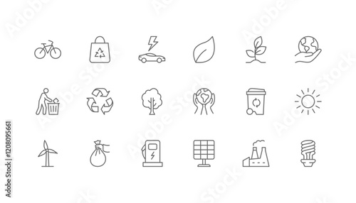 Ecology | Set of line icons with editable stroke