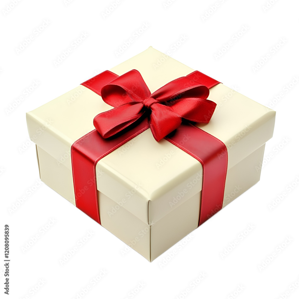 Fototapeta premium Gift box with red ribbon isolated on white background