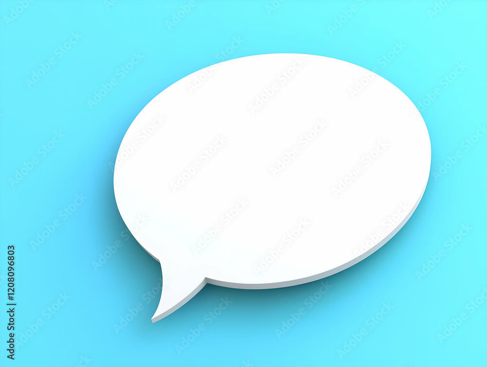 White 3D Speech Bubble on Blue Background White 3D Speech Bubble on Blue Background