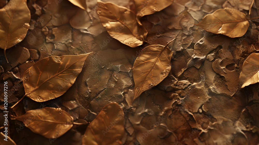 A close up of brown leaves on a ground A close up of brown leaves on a ground