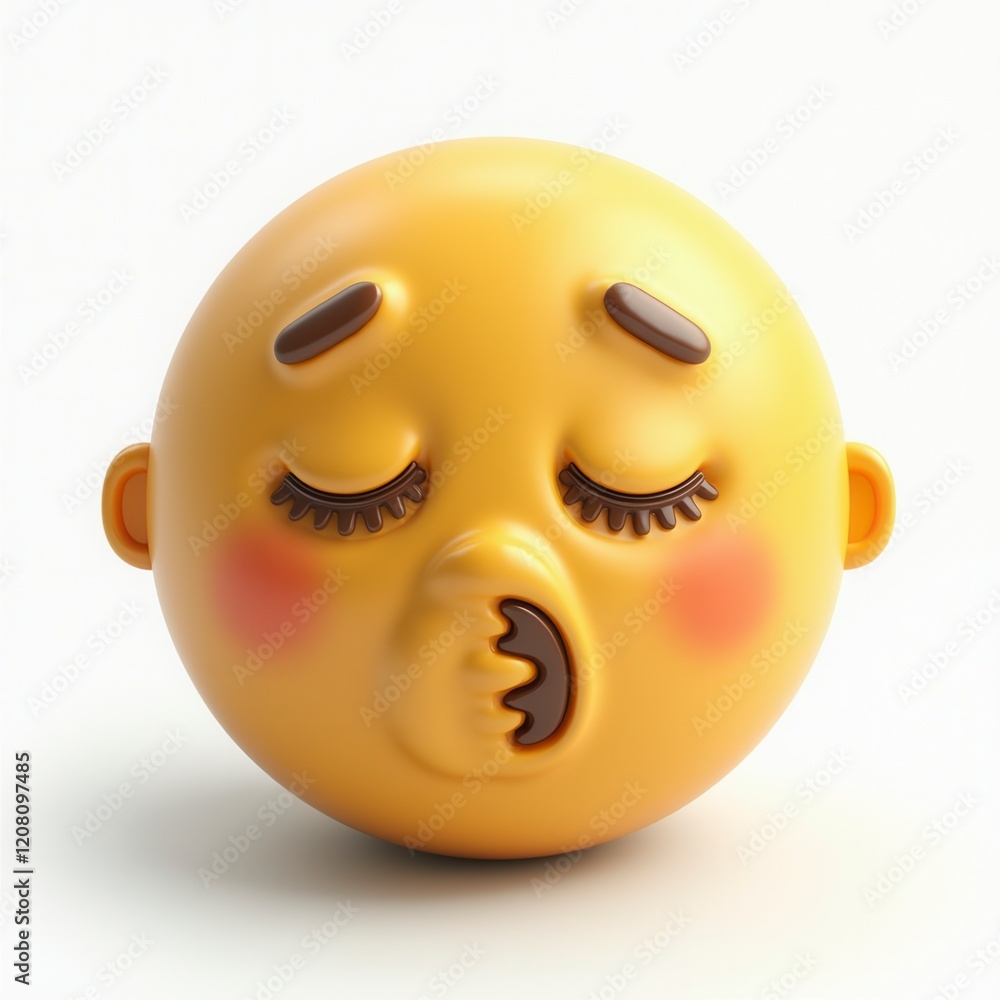 Sleeping Face Three Dimensional Emoji. Snoring Emoticon Isolated White Background Sleeping Face Three Dimensional Emoji. Snoring Emoticon Isolated White Background