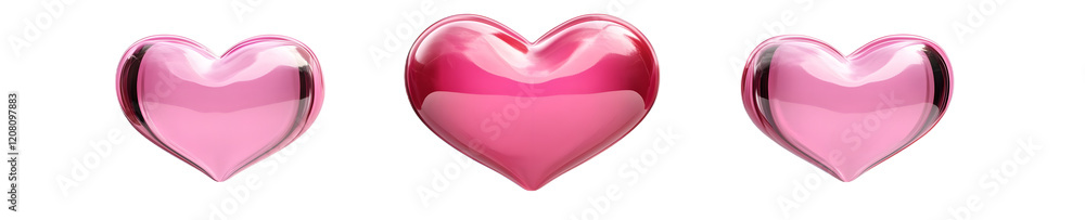 3d pink heart shape png cut out element set, transparent background 3d pink heart shape png cut out element set, transparent background