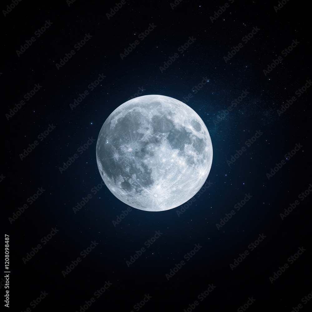 Majestic Full Moon Illuminating the Night Sky with Stars Majestic Full Moon Illuminating the Night Sky with Stars