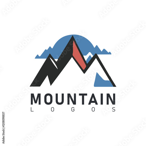 Set of vector mountain and outdoor adventures logo designs.
