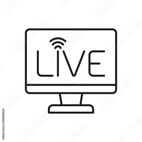 Live streaming on computer icon concept isolated on white background. Vector illustration