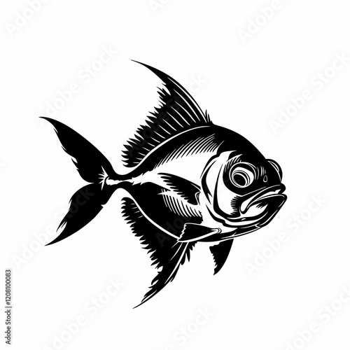 Piranha fish silhouette vector illustration