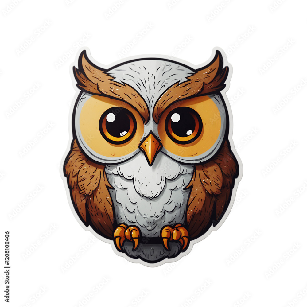 Fototapeta premium Adorable Cartoon Owl Illustration with Big Eyes and Colorful Wings on Black Background