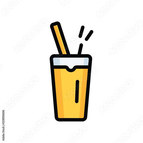 Refreshing Yellow Drink with Straw Icon