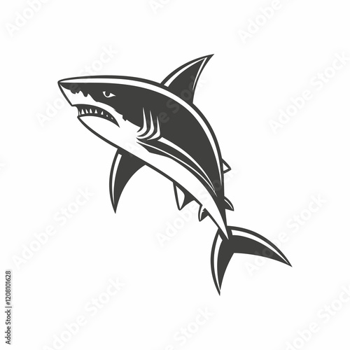 Shortfin Mako Shark fish silhouette vector illustration photo