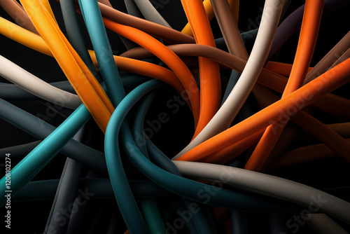 abstract multicolored cables and wires background