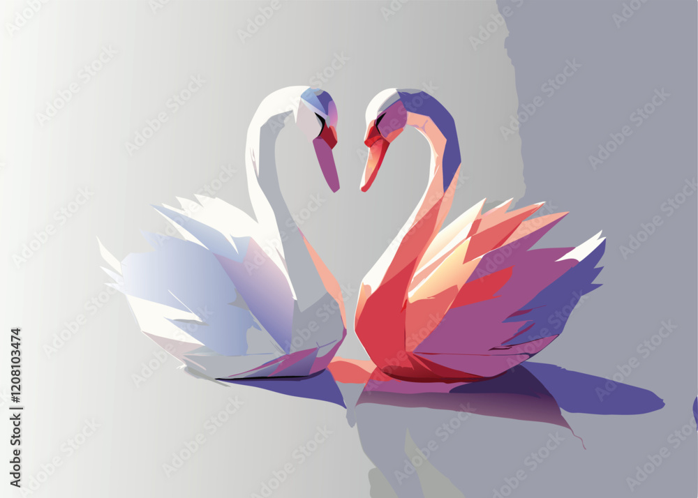 Fototapeta premium two swans on the water vector 