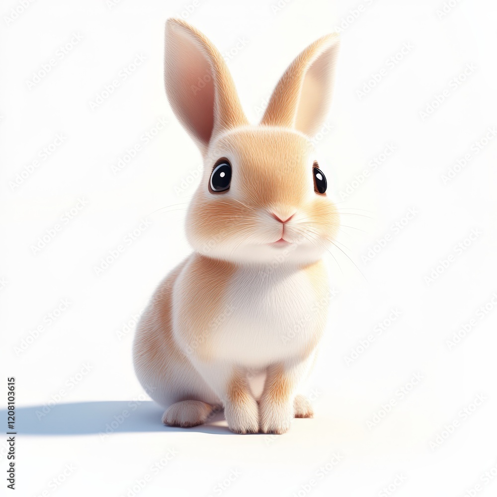 Adorable Bunny: A charming, light brown bunny sits calmly, its big eyes full of curiosity. The soft lighting enhances the rabbit's fluffy fur and innocent expression. Adorable Bunny: A charming, light brown bunny sits calmly, its big eyes full of curiosity. The soft lighting enhances the rabbit's fluffy fur and innocent expression.
