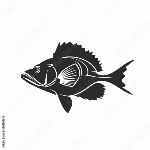 Halibut fish silhouette vector illustration