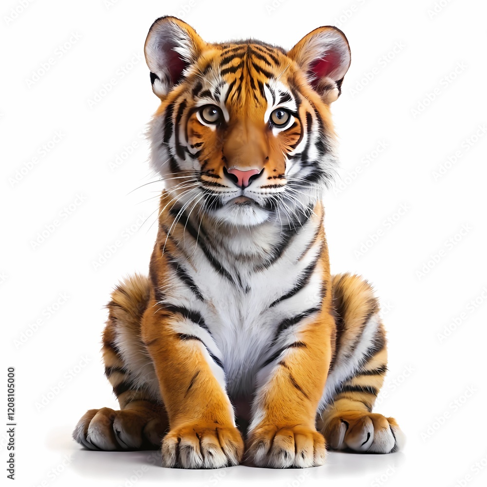 Obraz premium Angry Tiger on White Background Wildlife Photography