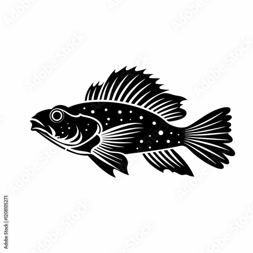 Lizardfish fish silhouette vector illustration